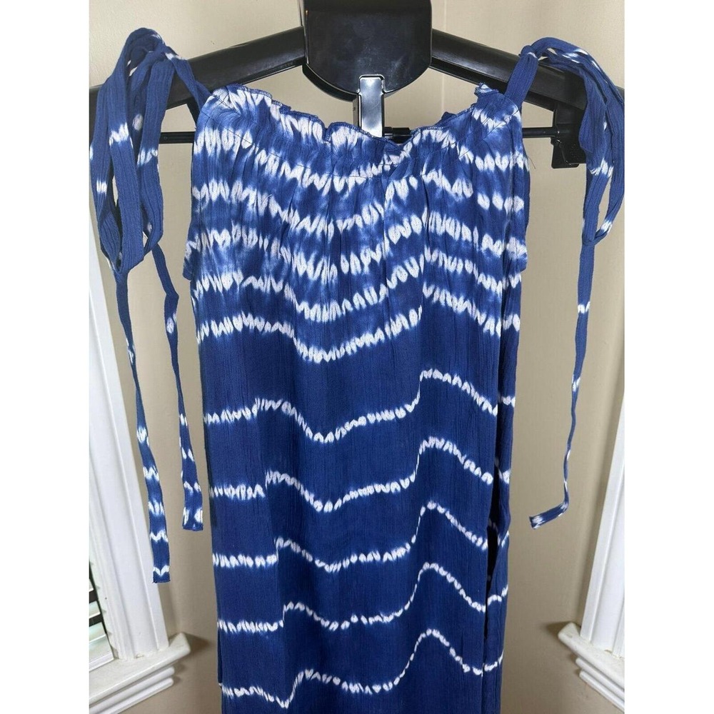 Ex Voto Iris Sundress‎ Blue Tie Dye XS/S Cotton Maxi Dress Tie Shoulder NWT